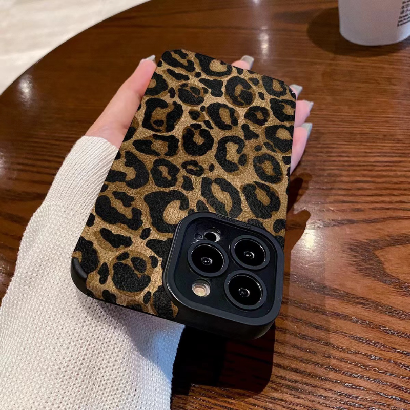 Retro Leopard Print Leather iPhone Case