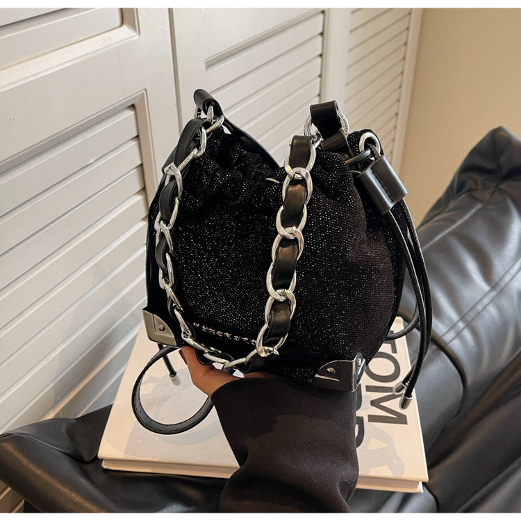 Chic Texture Chain Bucket Bag