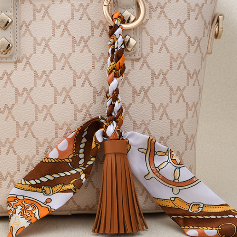 Leather Bow Tassel Bag Charm