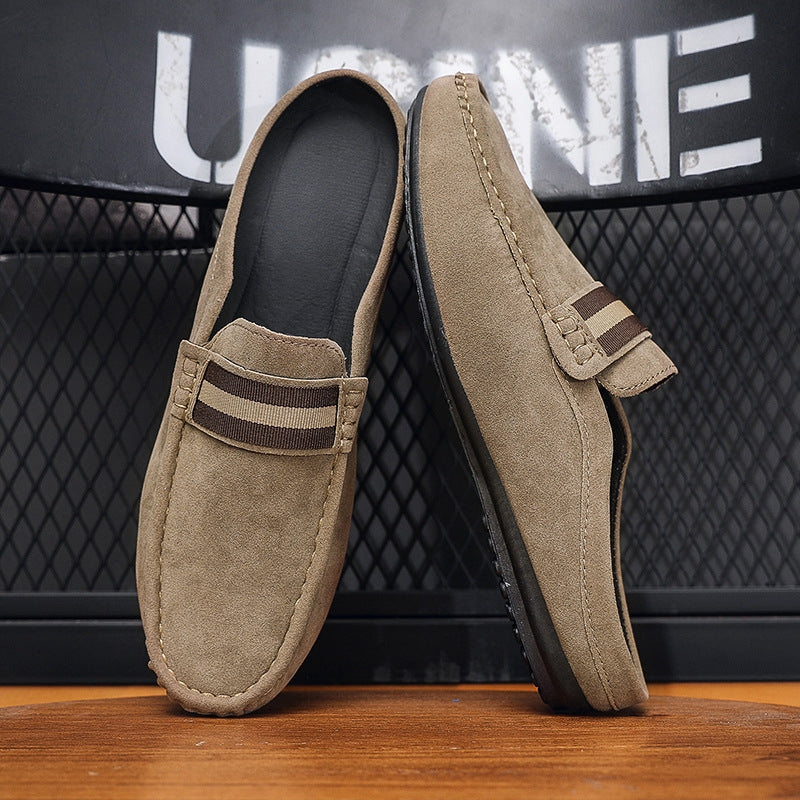 Men's Suede Finish Slip On Open Back Loafers