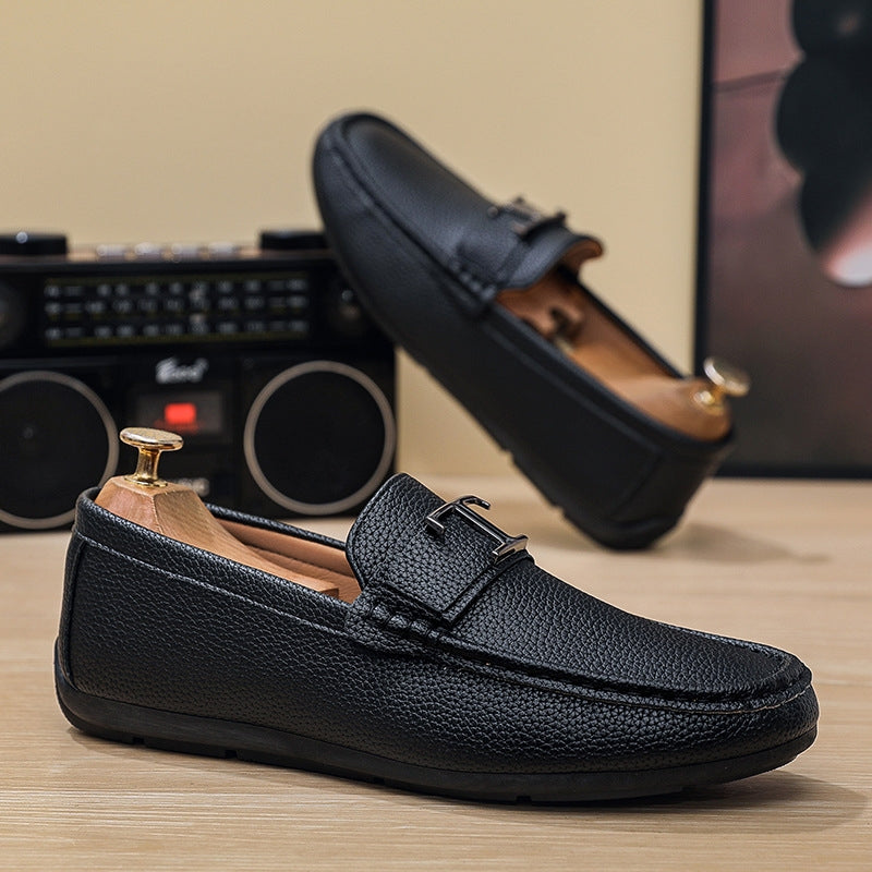 Men's Textured Pebbled Grain Leather Loafers