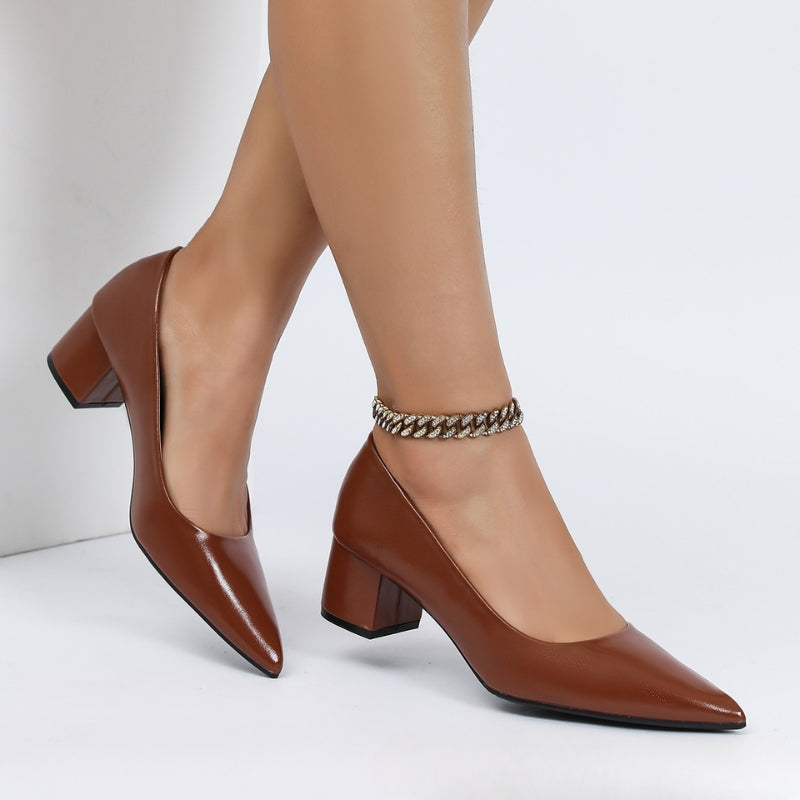 Women Modern Minimalist Pointed Toe Block Heels