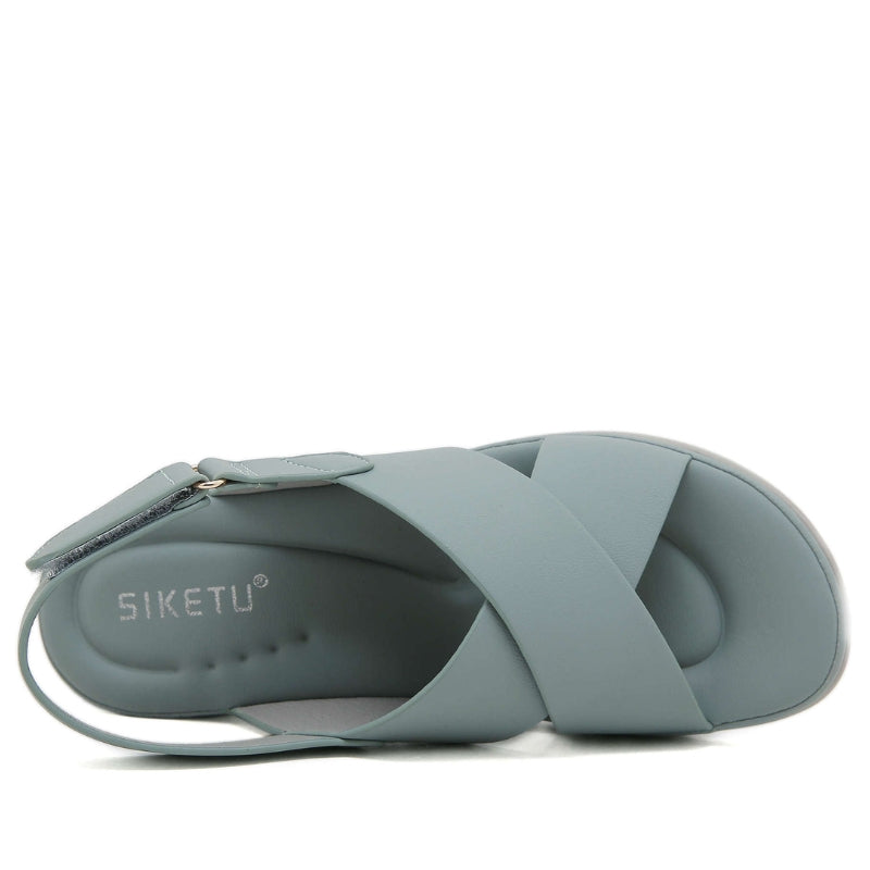 Women Chic Cross Strap Wedge Sandals with Backstrap