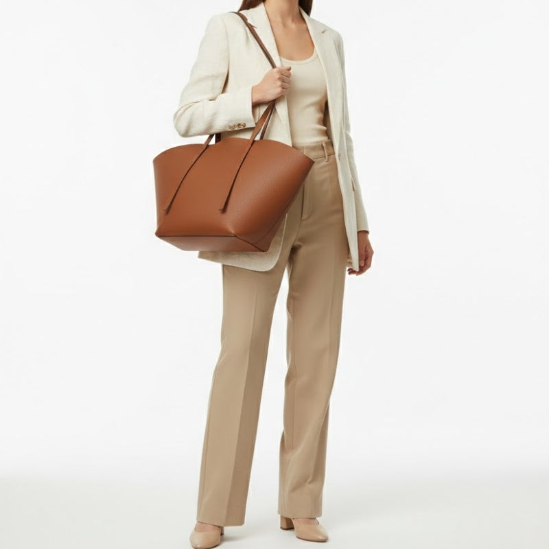 Women's Sculpted Winged Minimalist Large Tote Bag