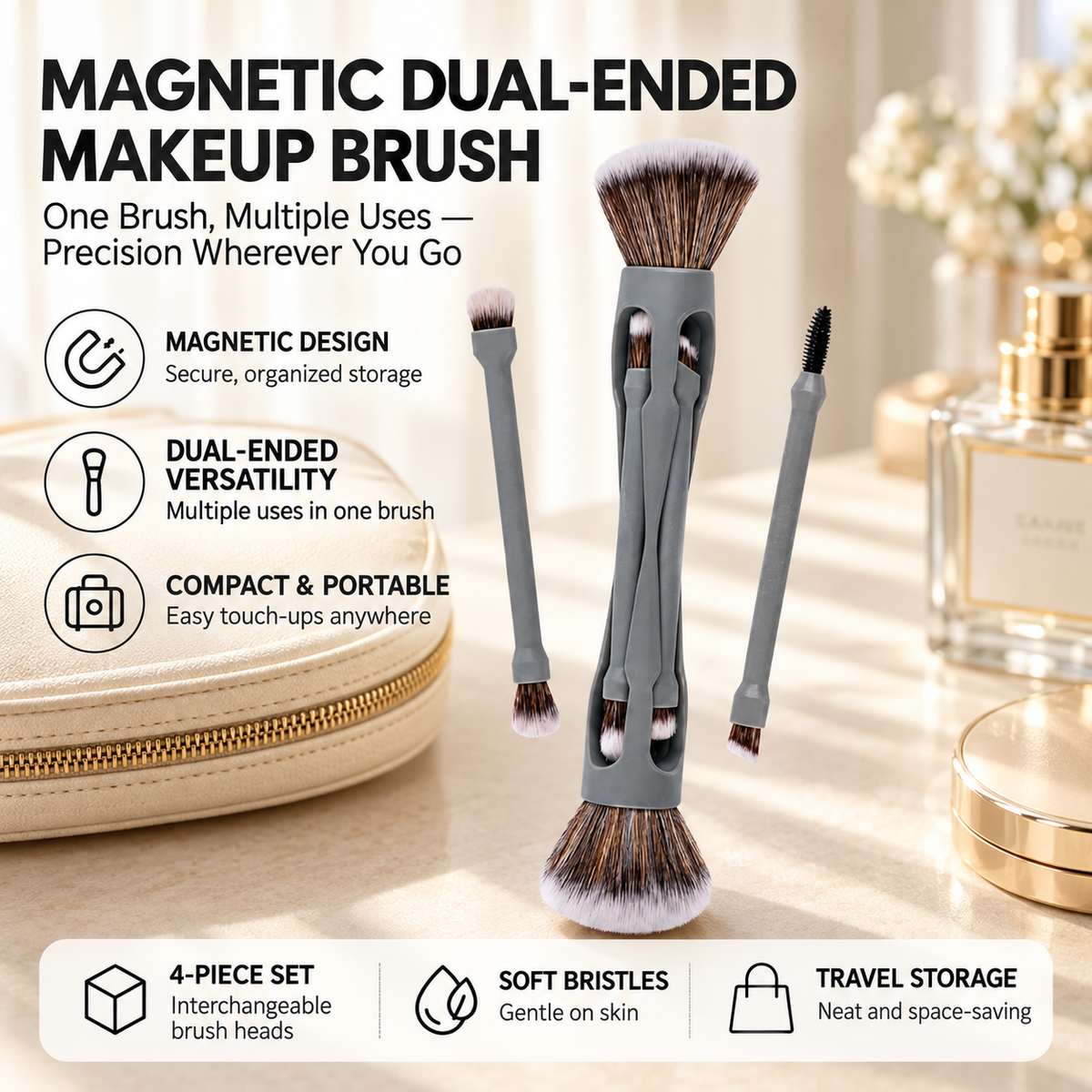 4-in-1 Multi-Function Makeup Brush Set