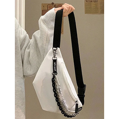 Canvas Chain Sling Crossbody Bag