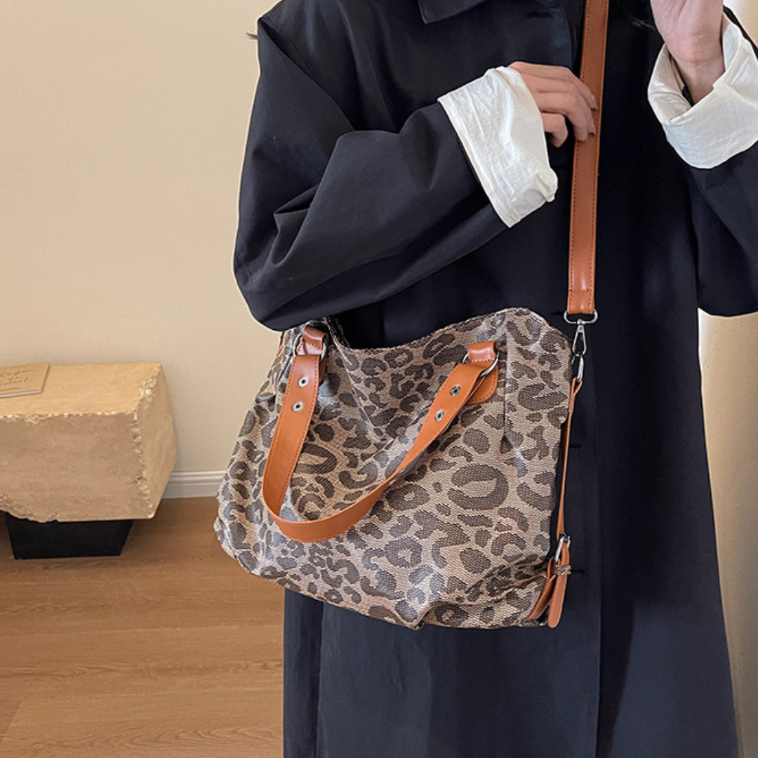 Leopard Chic Contrast Tote Bag