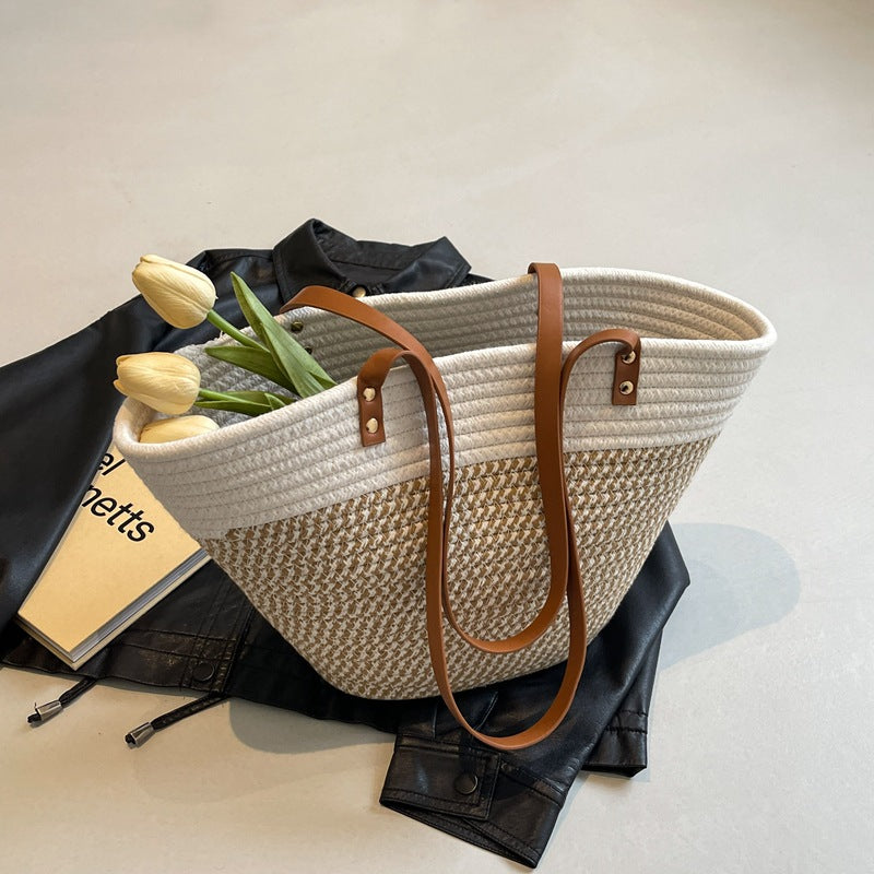 Fashionable Seaside Straw Tote Bag