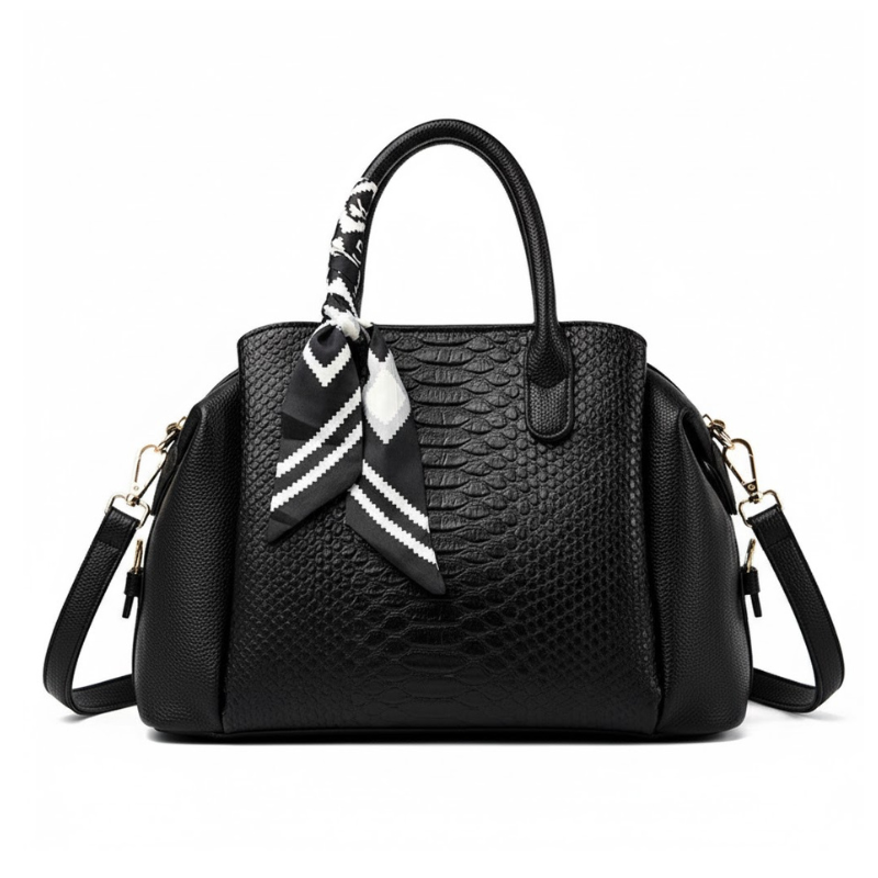 Elegant Crocodile Pattern Large Capacity Leather Handbag