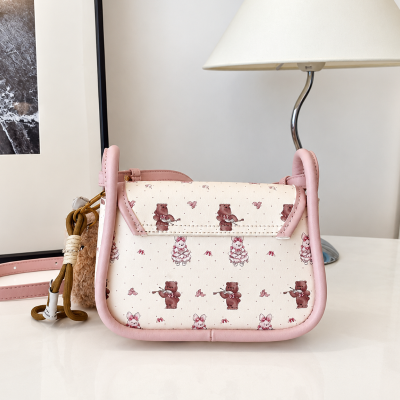 Beibaobao Teddy Print Saddle Shoulder Bag