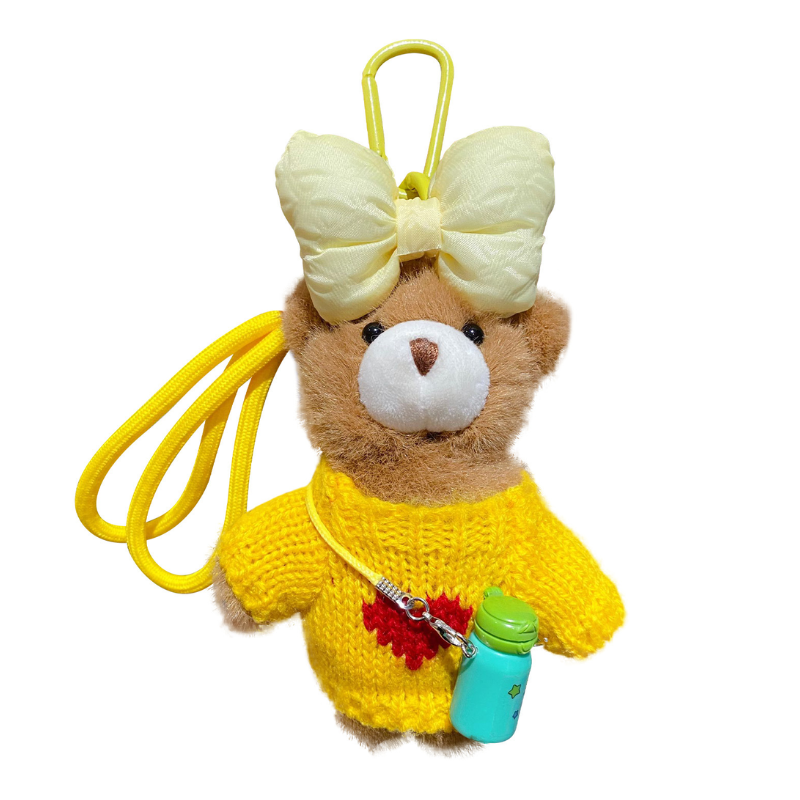 Plush bear crossbody cup holder charm for bags

