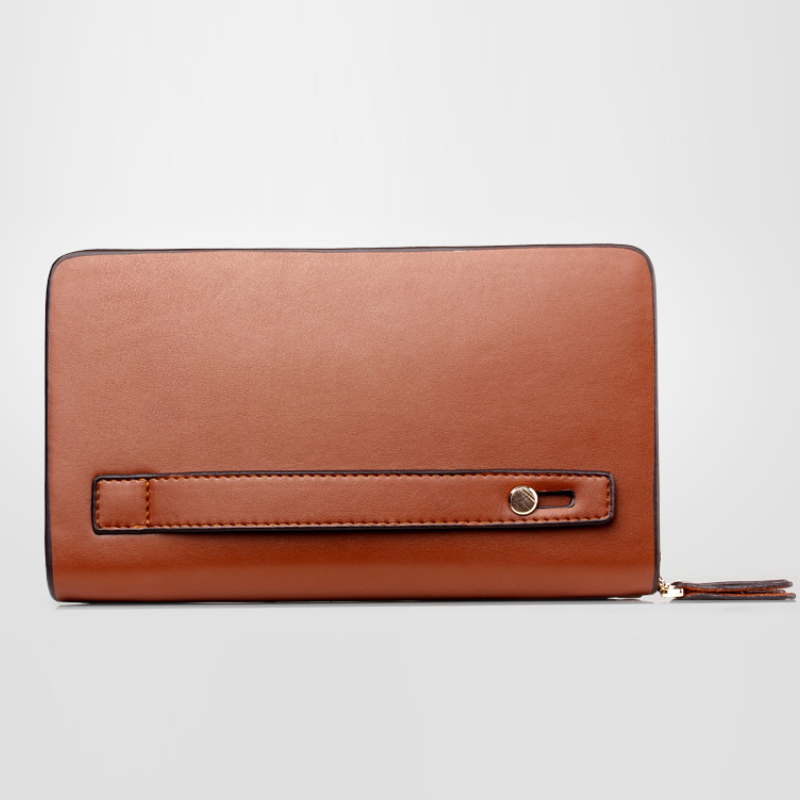 Soft Leather Long Zipper Business Wallet