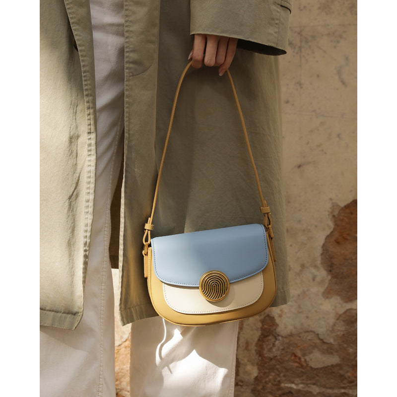 Genuine Leather Niche Saddle  Mini Shoulder Bag