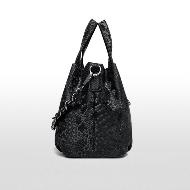 Pleat Chain Genuine Leather Handbag