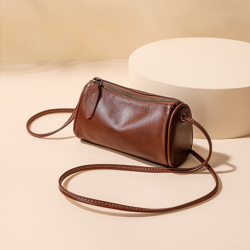 Retro Boston Leather Crossbody Bag