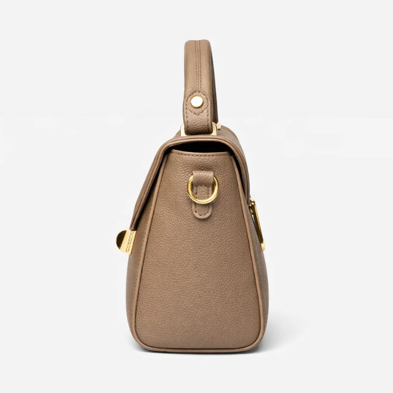 Lock Square Cowhide Textured Handbag