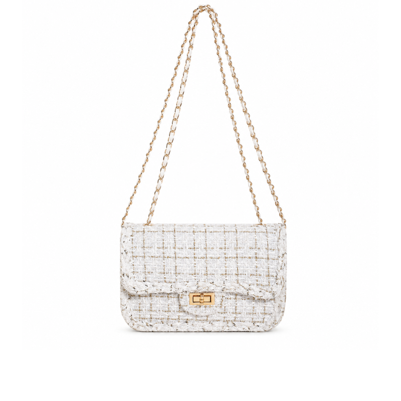 Elegant Tweed Chain Shoulder Bag