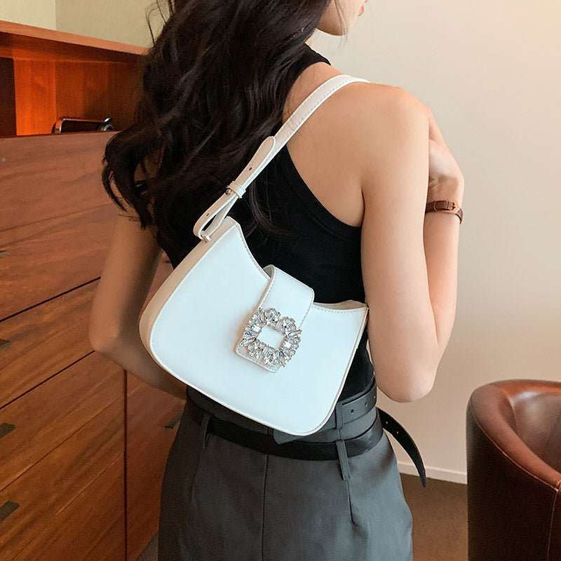 Metallic Buckle Shoulder Bag