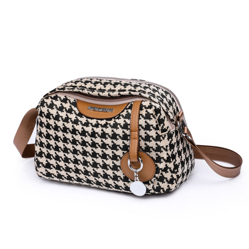 Casual Houndstooth Crossbody Bag