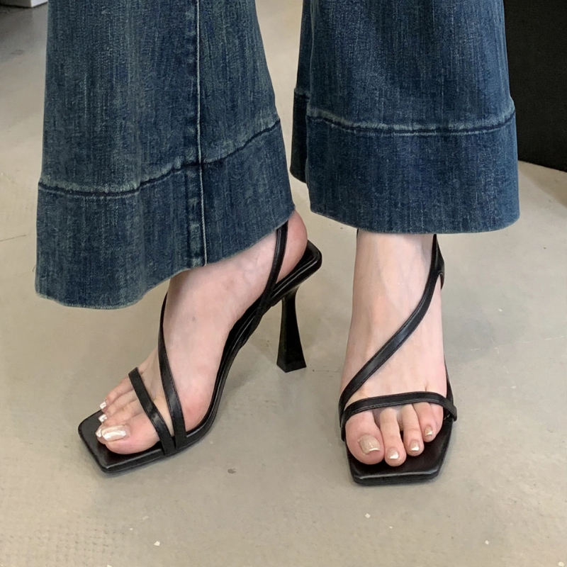 French Square-Toe Strap Heels