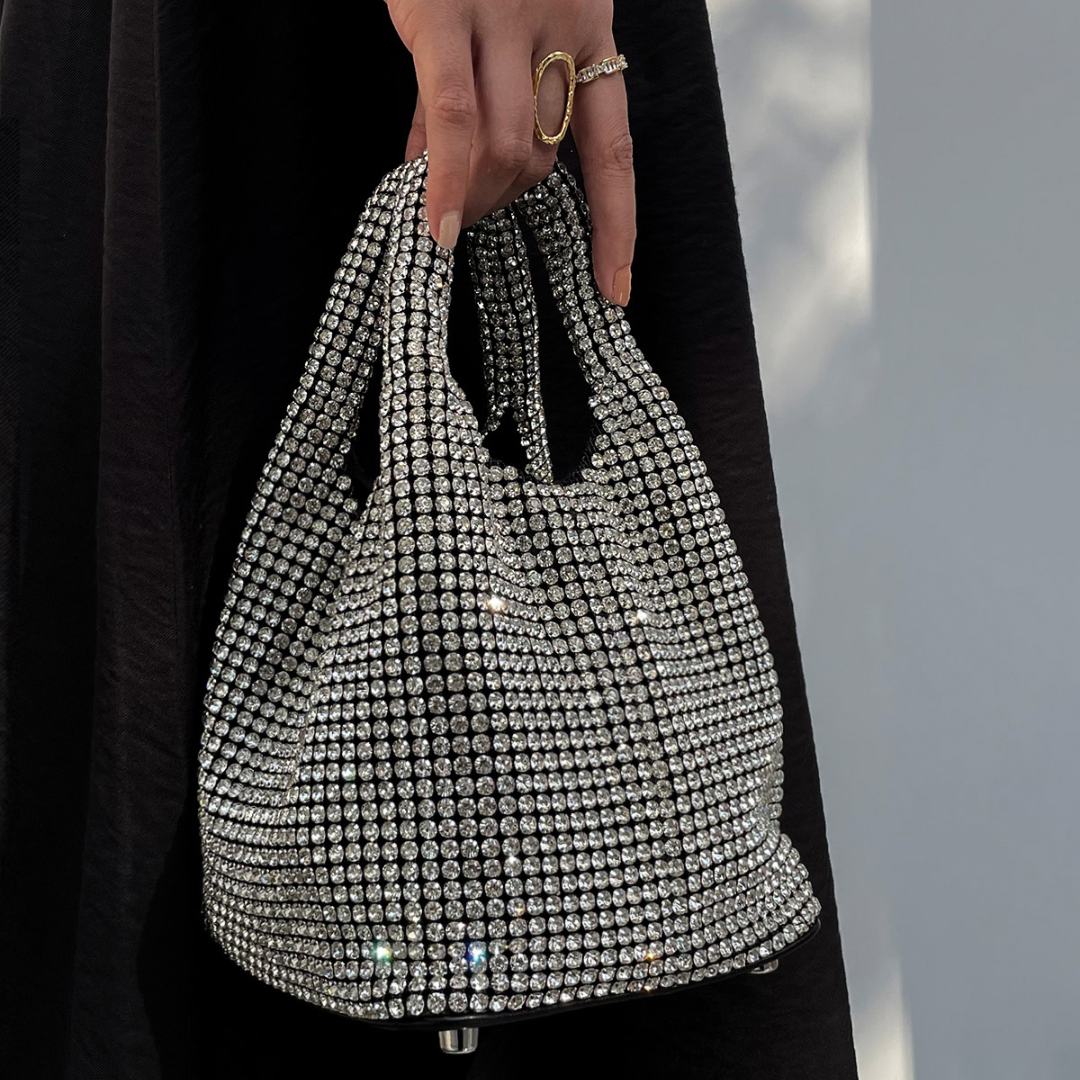 Dazzle Luxe Diamond Bucket Bag