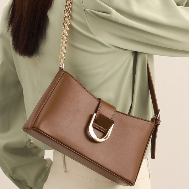 Women's Sleek Shoulder Bag with Chain Detail