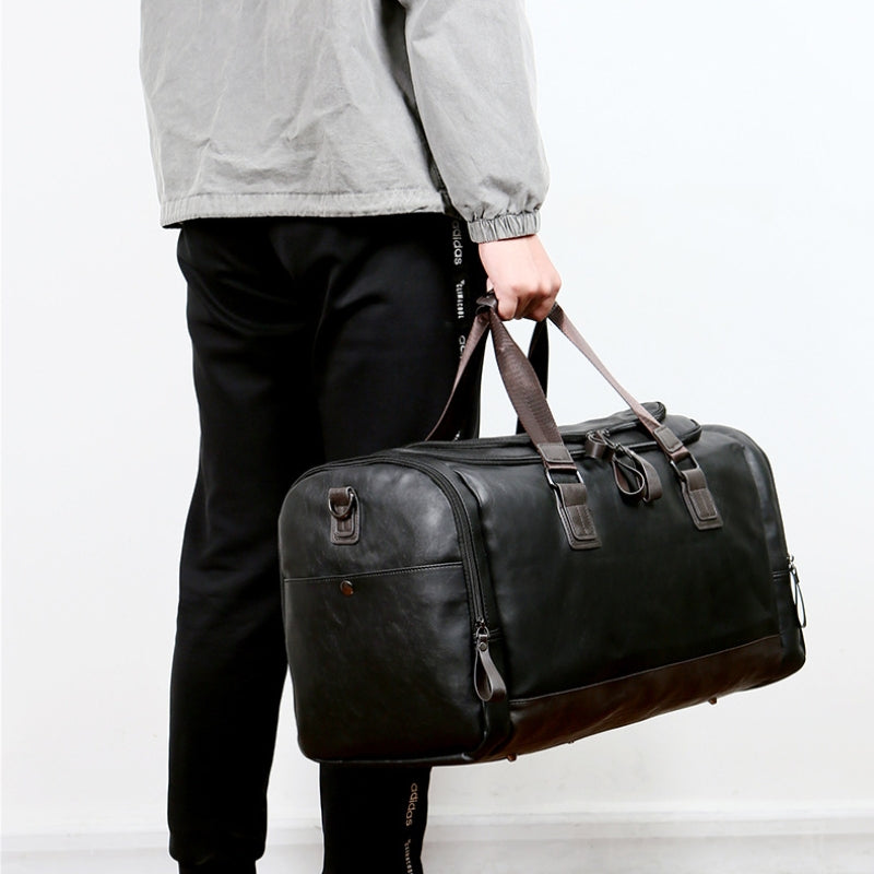 Men's Large Capacity Leather Travel Duffle Bag