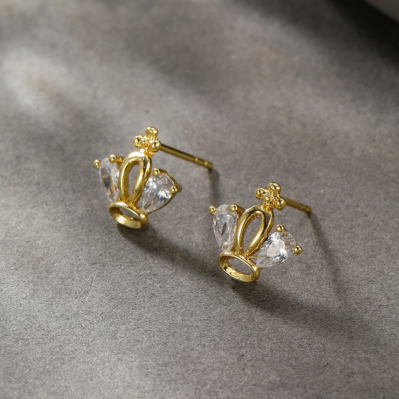 Golden Crown Zircon Earrings
