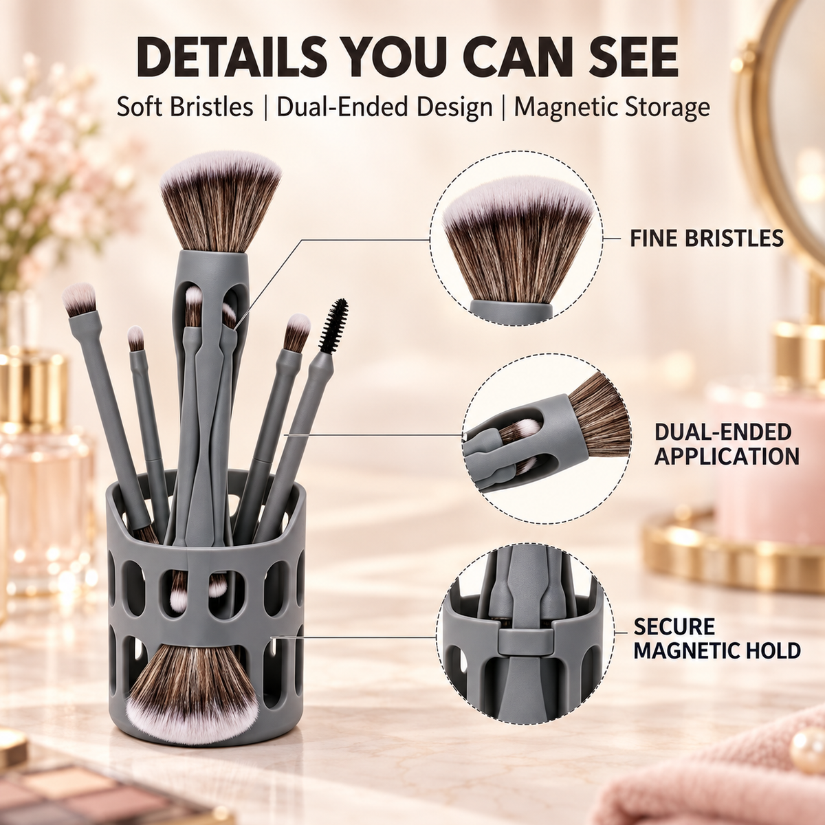 4-in-1 Multi-Function Makeup Brush Set