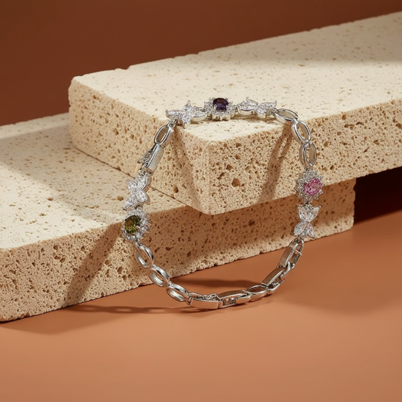 White Zircon Butterfly Bracelet