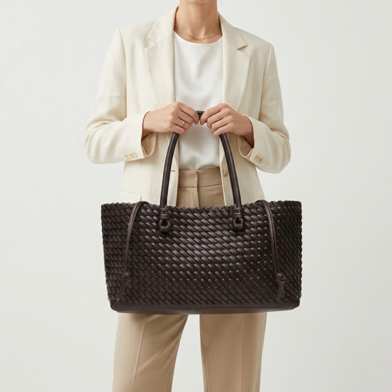 Women's Artisanal Large Woven Texture Tote Bag