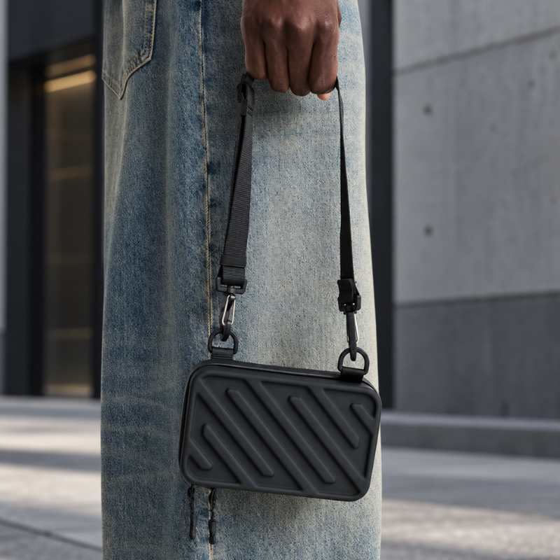 Onyx Frame Men’s Box Crossbody Bag