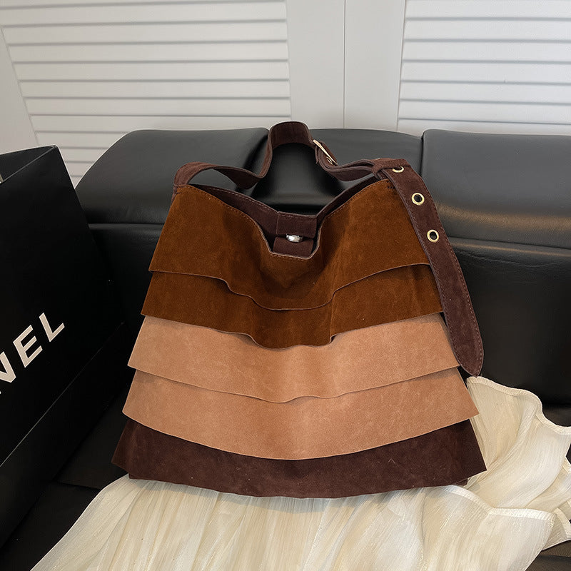 Suede Layer Luxe Shoulder Bag
