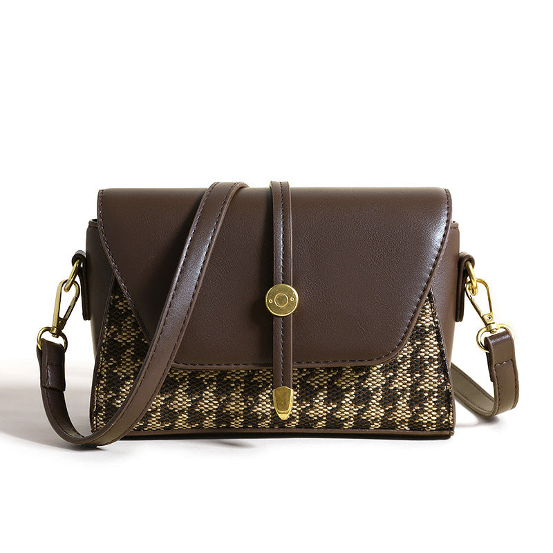 Houndstooth Patchwork Crossbody Bag