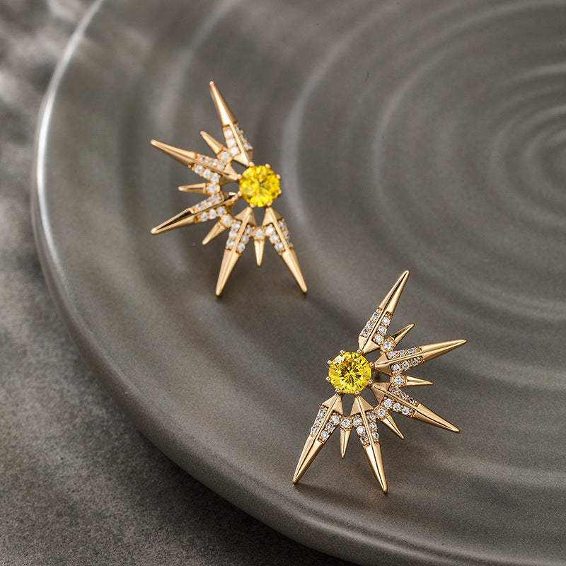 High-End Radial Design Light Luxury Earrings