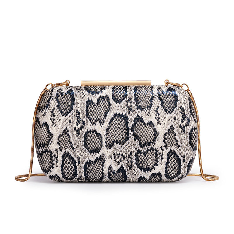 Snake Pattern Chain Clutch Bag