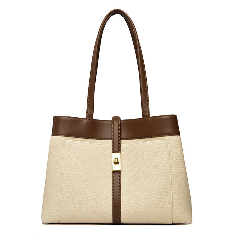 High-End Contrast Color Large Capacity Shoulder Bag
