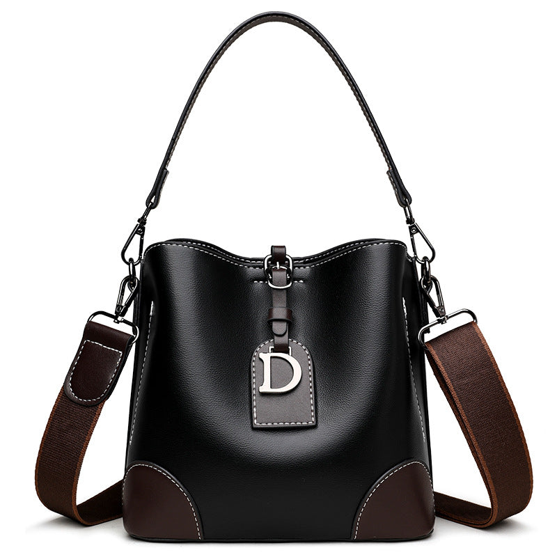 Retro Color-Block Women’s Bucket Bag