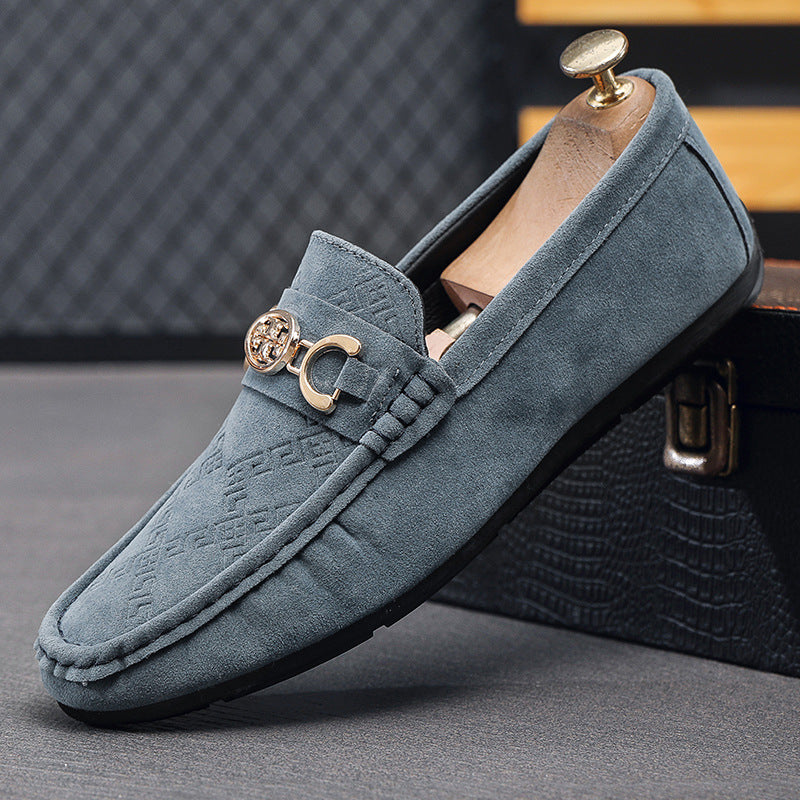 Men's Signature Patterned Suede Slip On Loafers