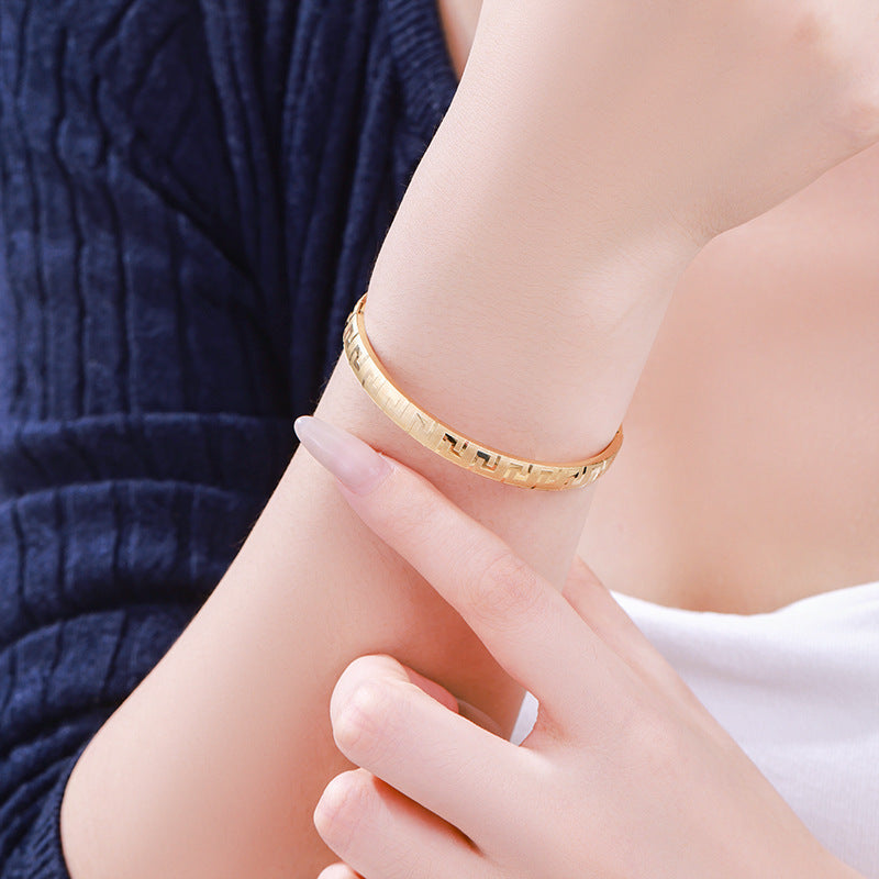 Striped Faux Gold Stainless Steel Bracelet