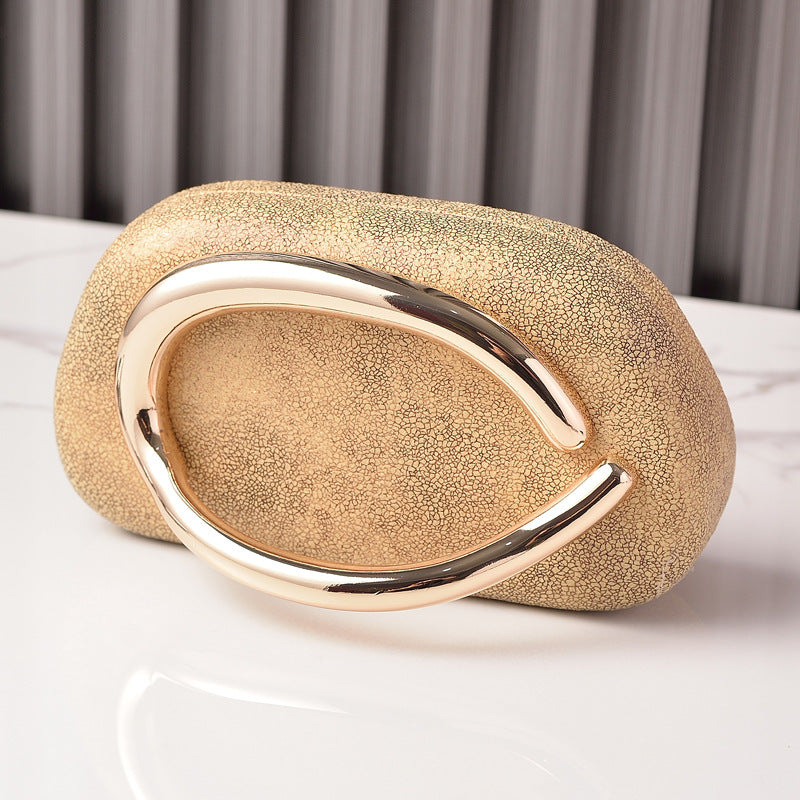 Sculptural Gold Handle Clutch Bag