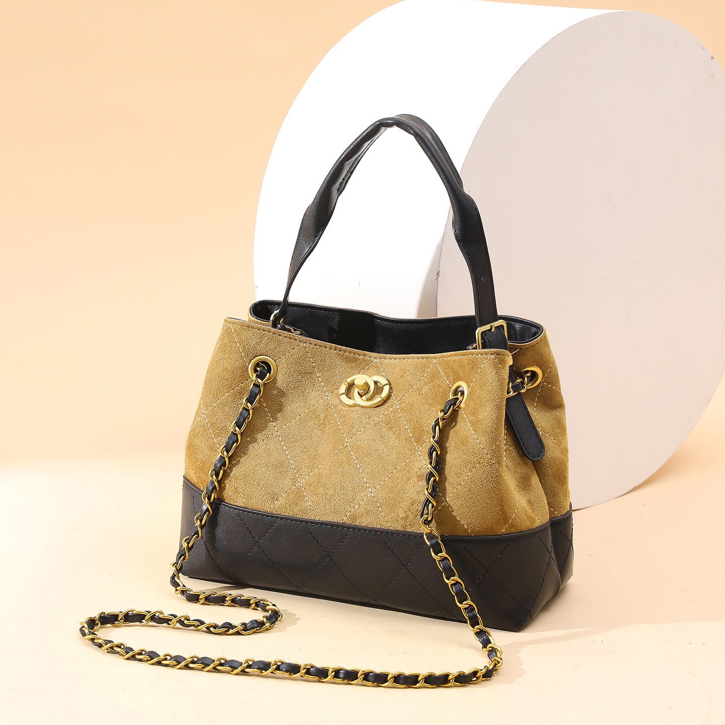 High-End Suede Chain Bucket Bag