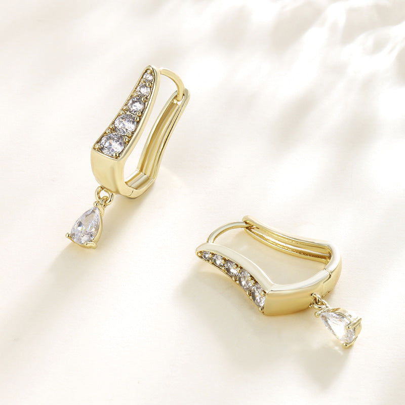 Exquisite U-Shaped Diamond-Set Earrings