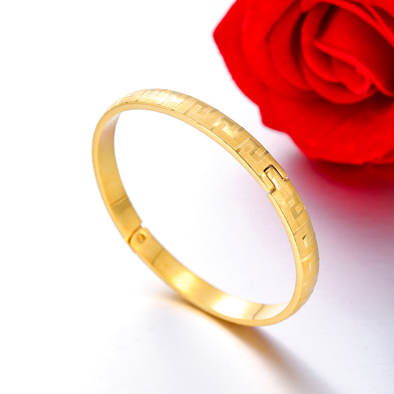 Striped Faux Gold Stainless Steel Bracelet