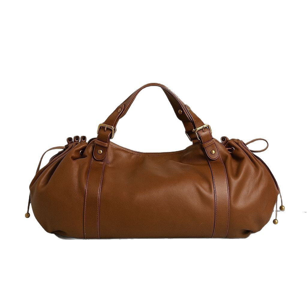 Women's Supple Leather Buckled Handbag
