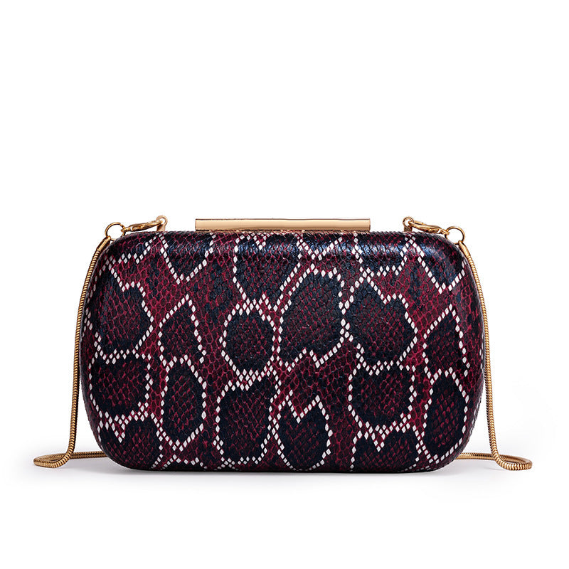 Snake Pattern Chain Clutch Bag