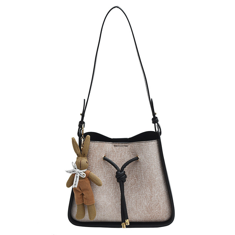 Texture Contrast Single Shoulder Bag