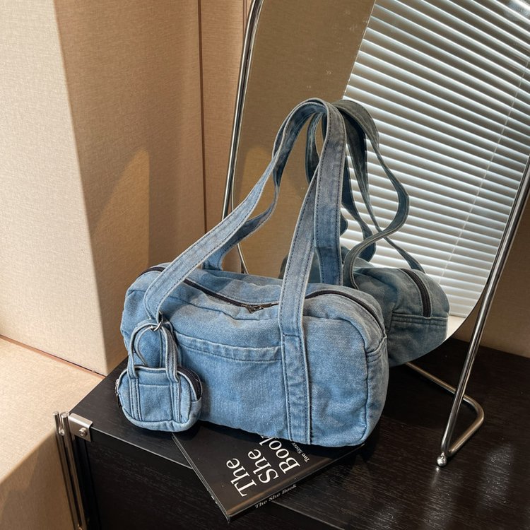 Retro Jean Barrel Shoulder Bag