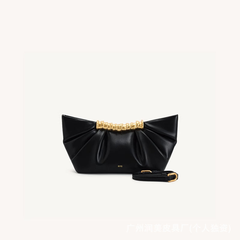 Leia Luxe Metal Pleated Dumpling Handbag