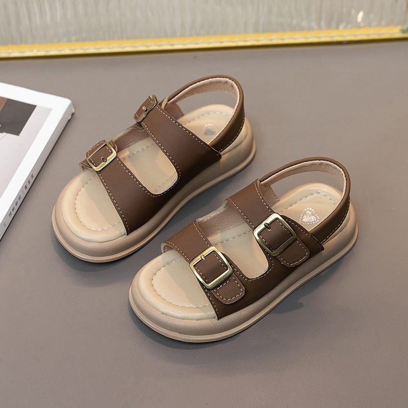 Women's Comfortable Dual-Strap Sandals with Buckle Detail